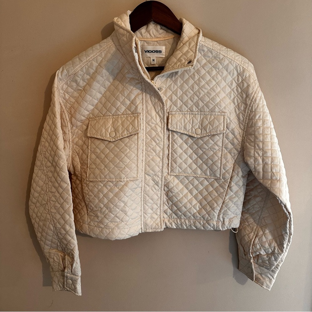 Vigoss Beige Quilted Utility Jacket